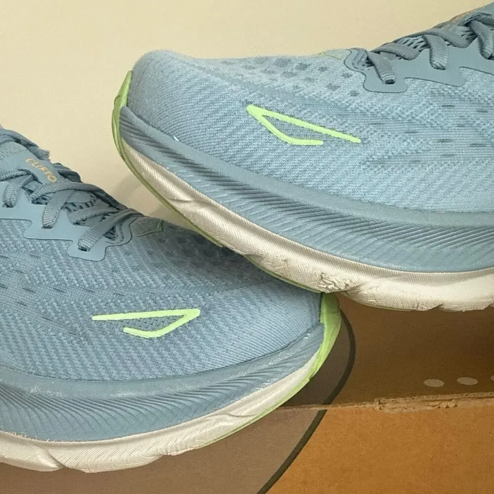 HOKA ONE ONE Clifton 9 Blue/Yellow Men Running Sneakers- SZ 9 Wide